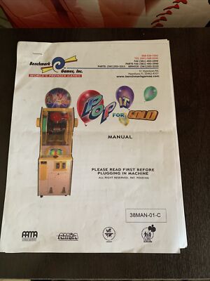 original  arcade video game owners manual Pop It For Gold Benchmark Games￼