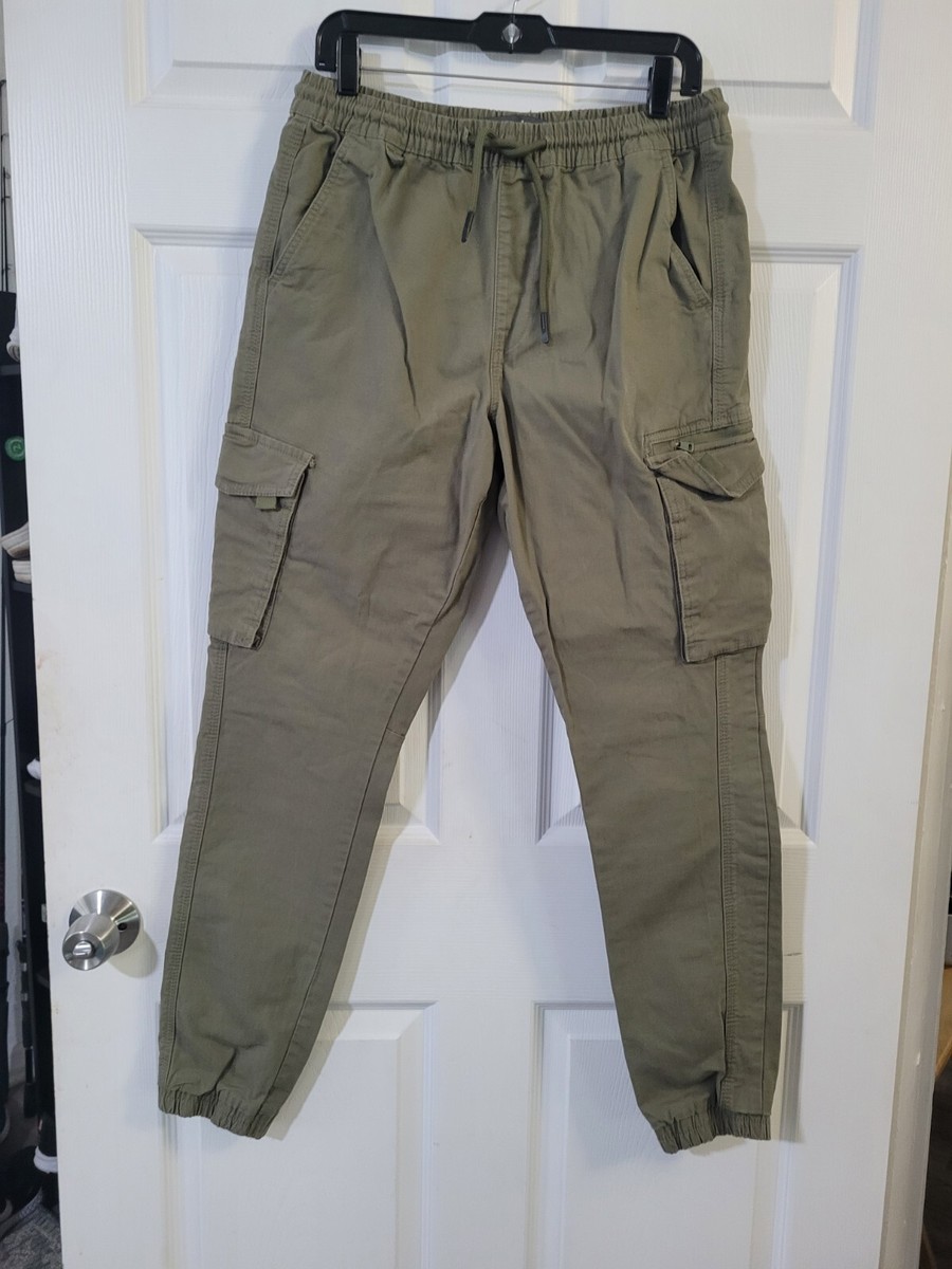 Men Size Medium Denim Co. Green Cuffed Cargo Pants | eBay