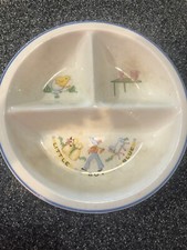 Beautiful Vintage Porcelain Divided Baby Dish Little Boy Blue