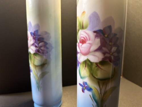 Vintage Lefton Bud Vase Hand Painted Roses and Violets 5203 Porcelain 7.25" - Picture 9 of 23