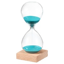 10 Minutes Sand Timer, Sand Watch with Wood Base, Bright Blue