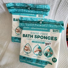 Scrubzz Rinse Free Bath Sponges for Senstive Skin 2 - 25ct Packs