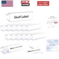 30pcs Plastic Shelf Label Holder, Clear Shelf Label Holder Wood Sign and Tag ...