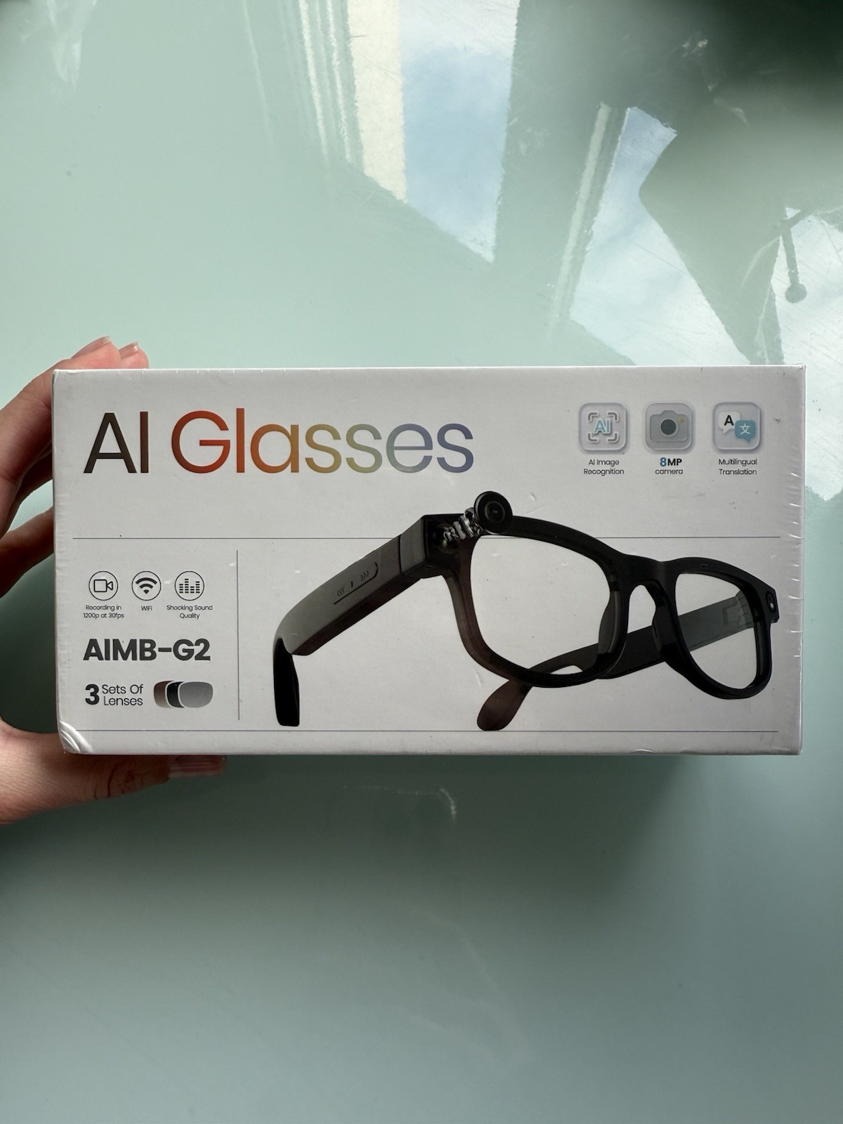 Lunettes AI Smart Glasses AIMB-G2 caméra Full HD mains libres