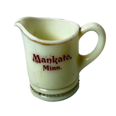 MANKATO MINNESOTA MN Uranium Antique Custard Glass Souvenir Trinket Creamer