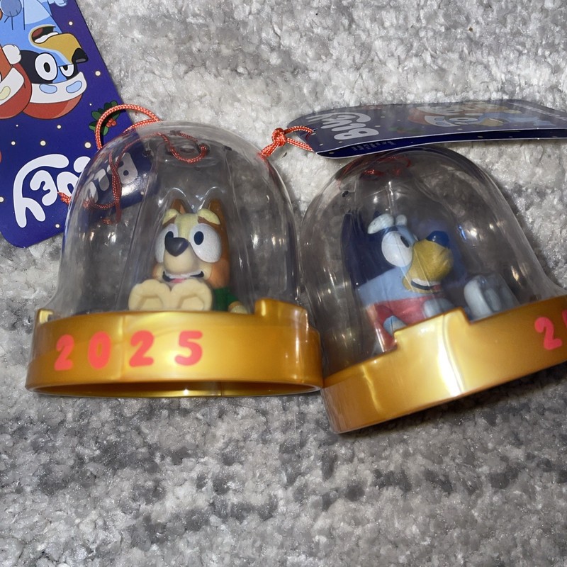 Bluey & Bingo 2025 Christmas Ornaments Dome Figures Set of 2 Kids Decor