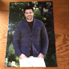 Sirdar Click D/K Mens Shawl Collar Cardigan Knitting Pattern Size 38-48” 9679