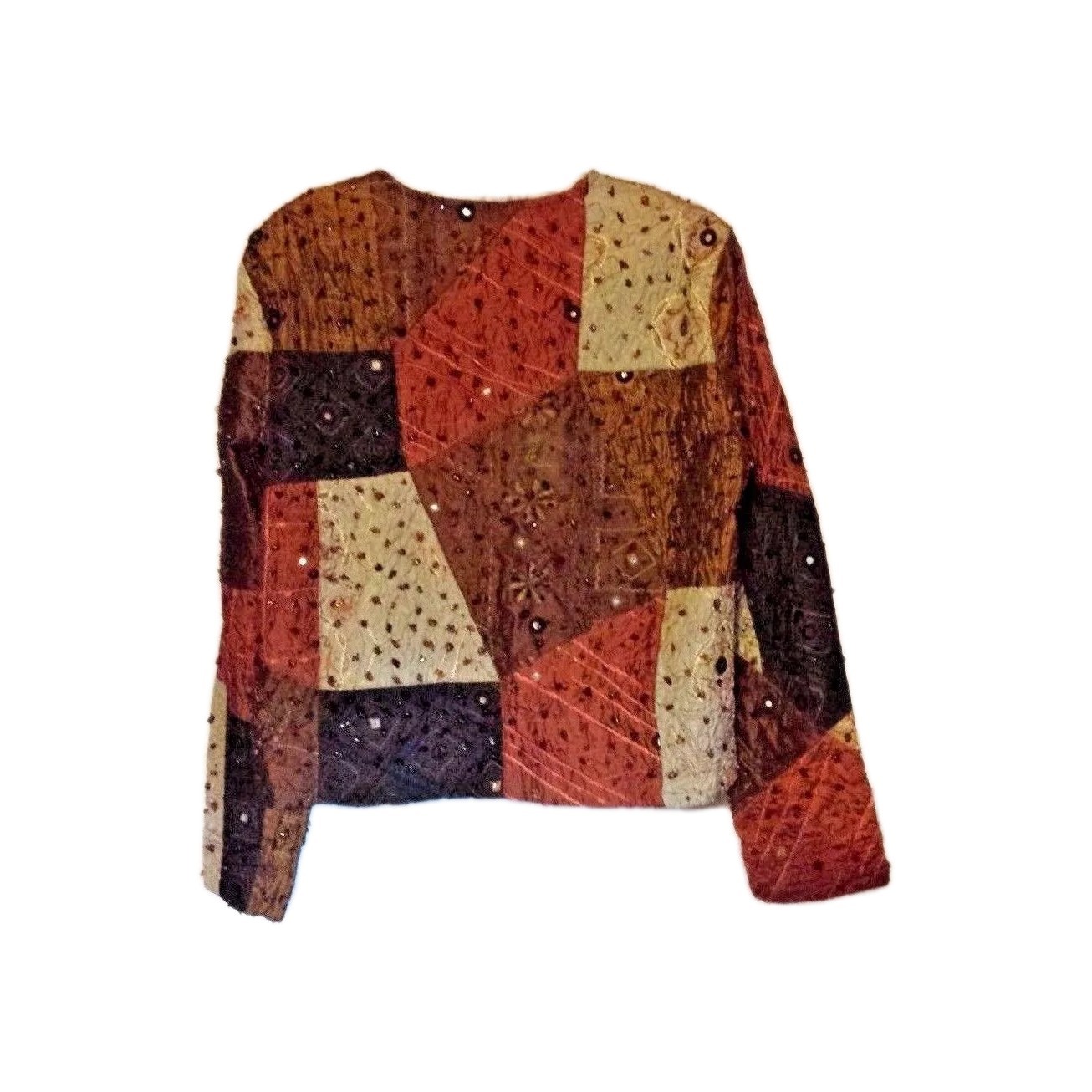 Vintage Chico's Blazer Open Front Patchwork Multi… - image 1