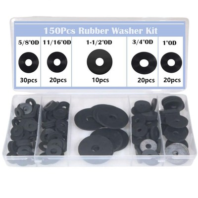#ad 100Pcs Flat Rubber Washer KitFlat Grommets for Bolts Spacers Vibration Supp... $14.62