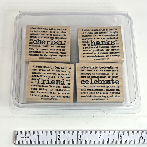 Stampin Up Word Definition Rubber Stamp Set Friend Cherish Thanks Lot