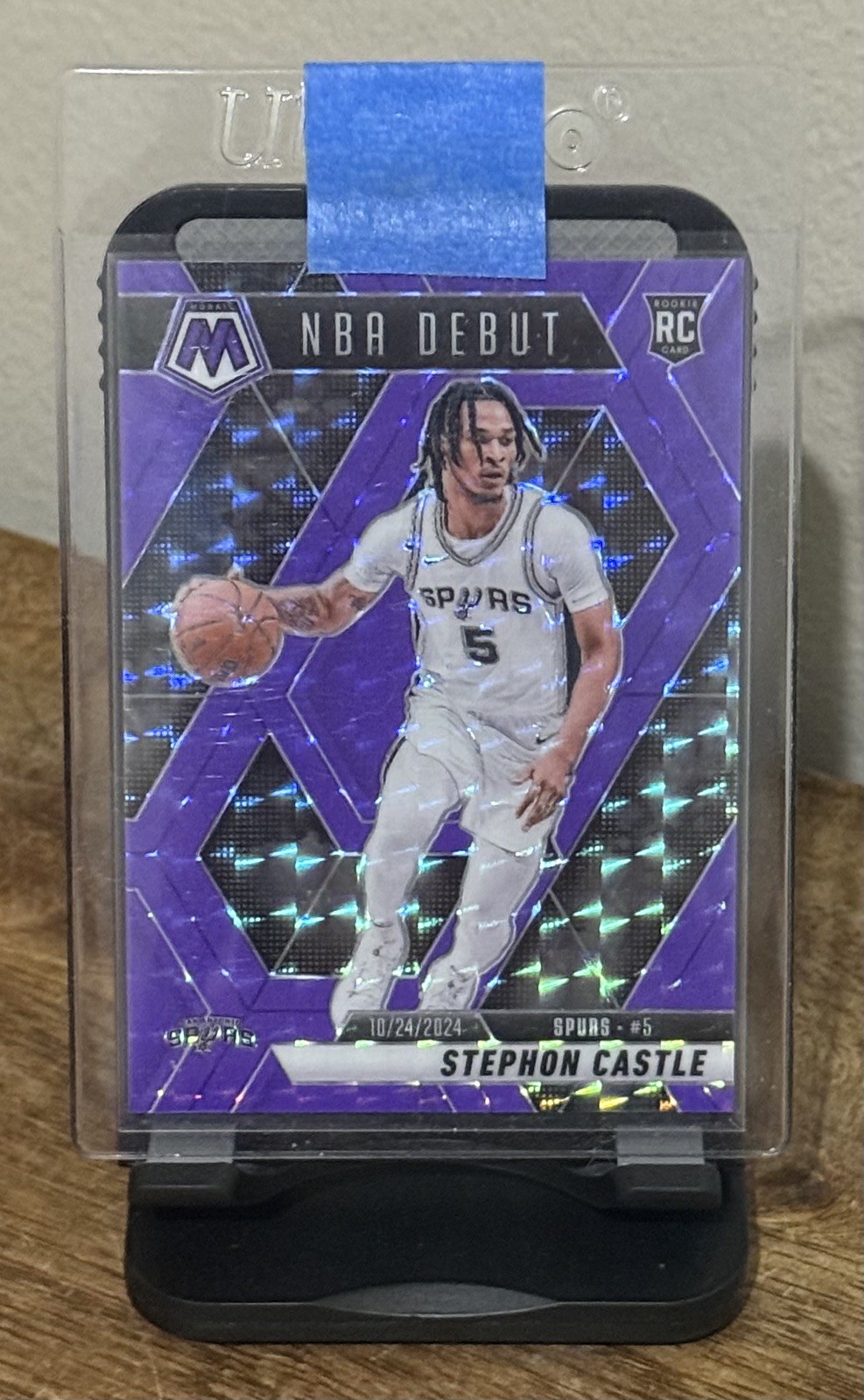 2024-25 Mosaic NBA Debut Fluorescent Purple Prizm 027/249 Stephon Castle RC