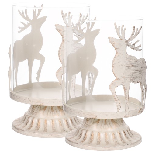 2 Pcs Hirschschmuck Für Weihnachten Rentier Teelichthalter Kerzenhalter - Bild 5 von 12
