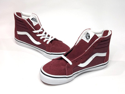 Vans SK8 Windsor Wine Burgundy Hi Zip Boy's Sneakers - Size 2.5 NWOB
