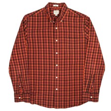 J.Crew Secret Wash Organic Cotton Red Gingham Shirt Mens M Slim Fit Madagascar