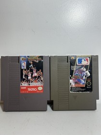 Nintendo NES Lot of 2: Major League Baseball + Tecmo NBA Basketball - Free Ship