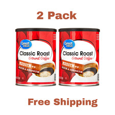  2 PACK Great Value Classic Roast Ground Naturally Caffeinated Coffee, 9.6 oz