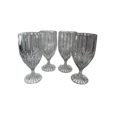 Set of 4 Mikasa Park Lane Iced Tea Glass/Water Goblet 7 1/4" 12 oz Vertical Cuts