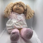 Vintage Cabbage Patch Kids Popcorn Hair, Green Eyes, Tooth, Flower Dress, Socks