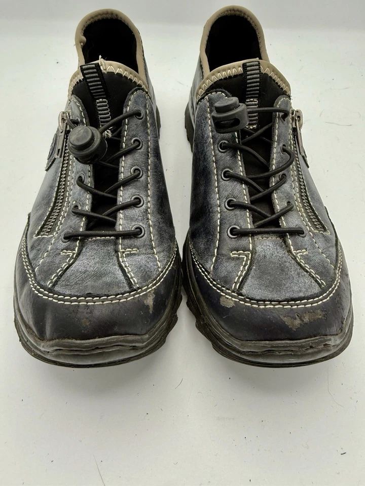 Zapatillas deportivas Rieker Nikita Trainer para mujer de cuero 40 EE. UU. 9 a 9,5 azul océano 1600 Foto 3 de 4