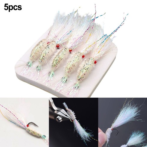 Multi Usage 5pcs Mouche Pêche Crevette Appât Leurre Crochet for Truite Et Saumon