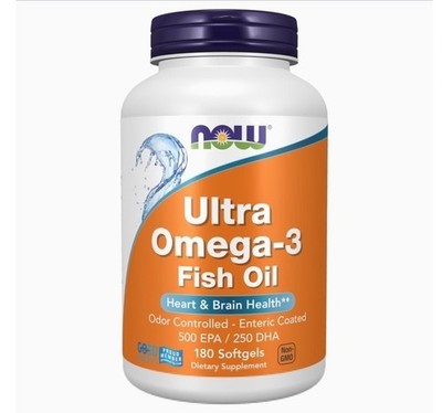 NOW Foods, Ultra Omega 3-D, 600 EPA / 300 DHA, 180 Fish Softgels 05/2029