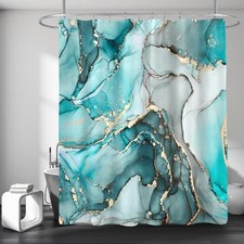 Marble Shower Curtain, Modern Abstract Fabric 72"W x 72"L Pack of 1 Teal