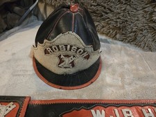 1870S ROBISON OHIO HOSE & LADDER #1 FIREMANS LEATHER PARADE HAT & BELT RARE