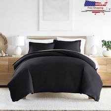 3-Piece Duvet Cover Set Full Queen Soft Microfiber Pillow Shams Easy Care New