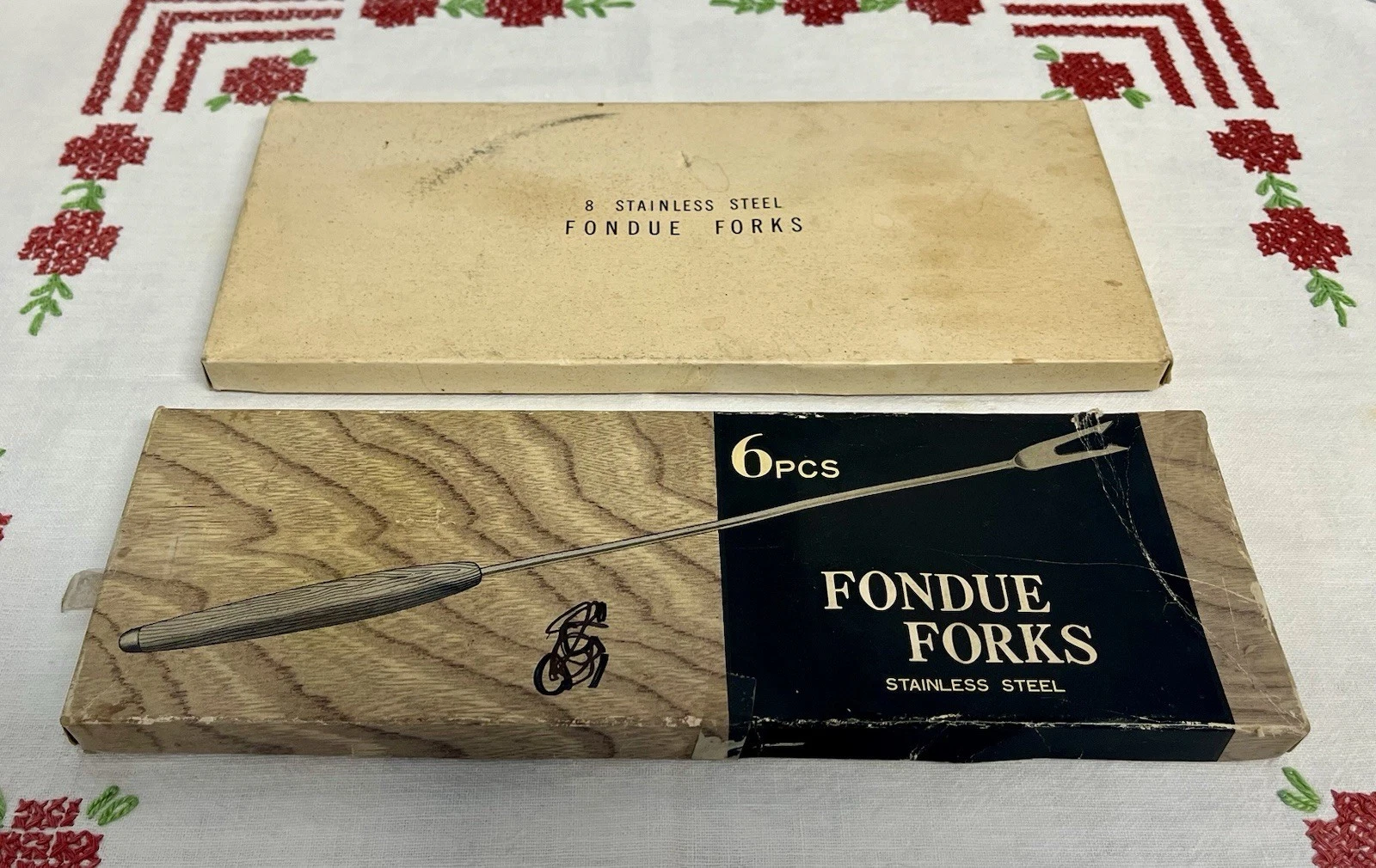 Mid Century Stainless Steel Fondue Forks Set Of 8 And 6 In Original Box Japan