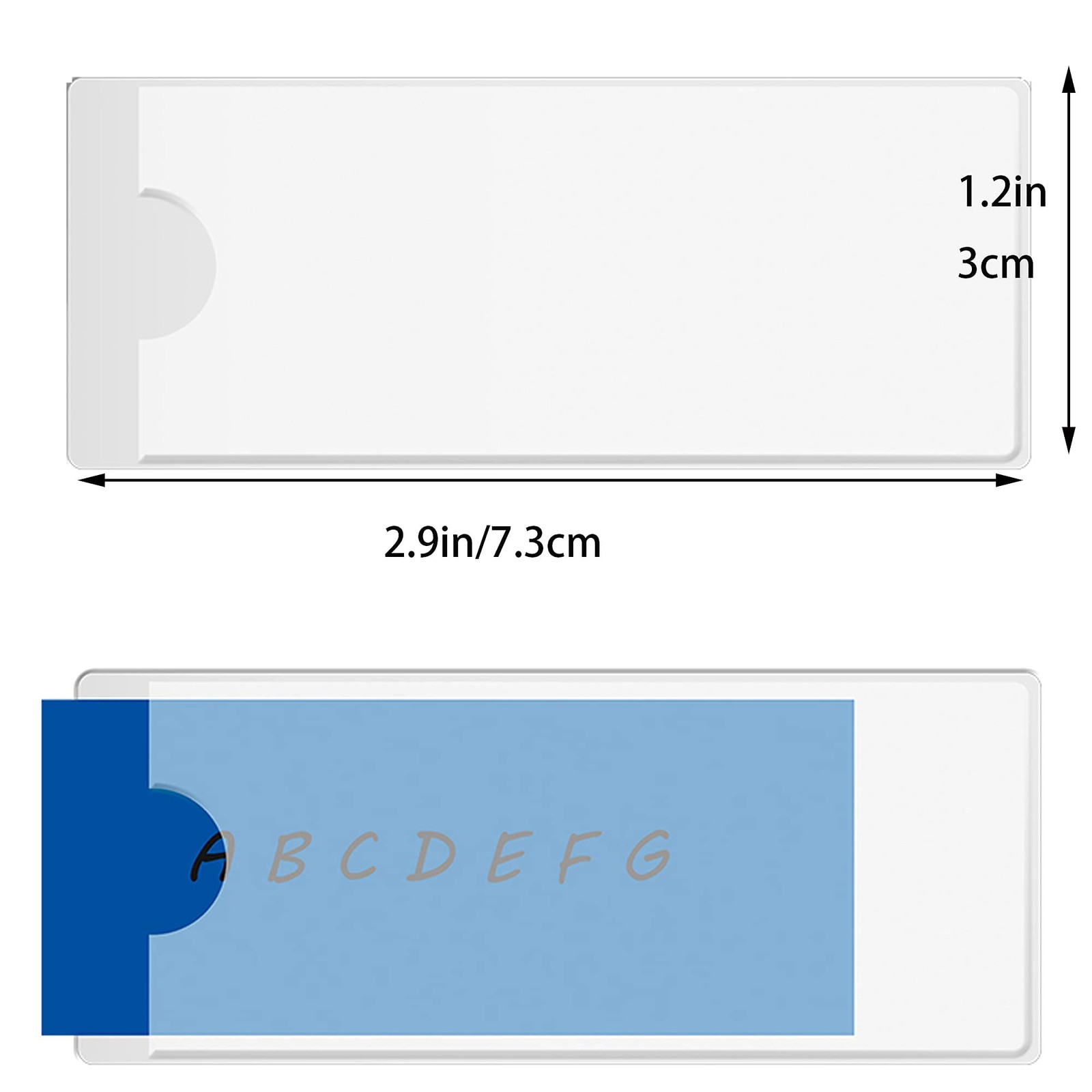 100 Pack Index Card Pockets Label Holders Self Adhesive 1.2 x 2.9 Inch, Clear 