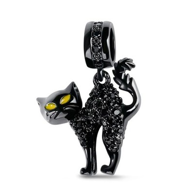 Gnoce Charm Anhänger Schwarze Katze CSC004 Silber geschwärzt