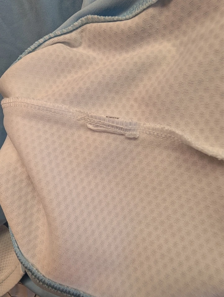 Top polo de golf Izod XFG Cool FX para mujer talla L azul blanco gris manga corta Foto 4 de 4