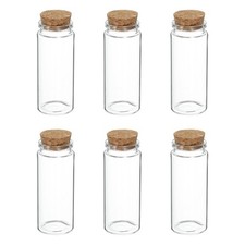 6Pcs Mini Glass Bottles with Cork Stoppers, 70ml Small Clear Glass Jars