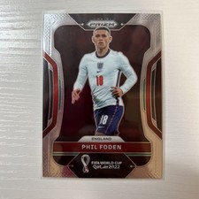 Phil Foden 2022 Panini Prizm World Cup Soccer Card Rookie Parallel. rookie card picture