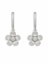 Kate Spade Crystal Rhinestone Fleurette Huggie Hoop Drop Earrings