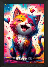 Cat Pixie Framed Wall Art Poster Canvas Print Picture