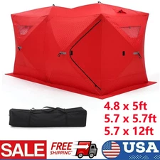 Pop-up Ice Fishing Tent Hub-Style Insulated Portable Ice Fishing Shelter + Bag