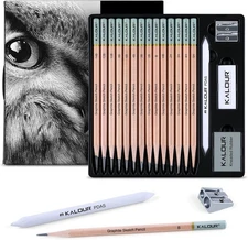 18-Piece Sketch Pencil Set with Erasers & Sharpener