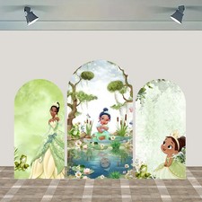 Princess Tiana Frog Arch Backdrop Cover Birthday Baby Shower Photo Background