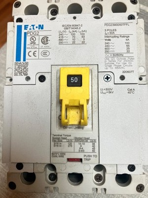 Eaton PDG23G0050TFFL Circuit Breaker PDG2 50A 3-Pole 600V