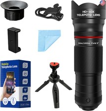 40X Telephoto Lens with Tripod for iPhone Android Phones, 2-in-1 Mobile Phone
