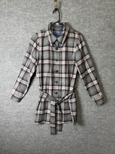 NWOT Pendleton Belted Wool Jacket Medium Gray Black Plaid Shacket Coat TF151