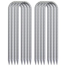 16 Inch Heavy Duty Trampoline Stakes, U Shaped Rebar Ground Anchors for High