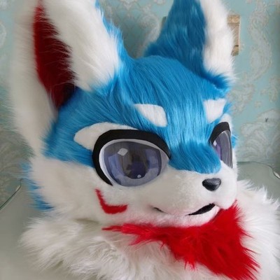 Fursuit Long haired Dog Fox Mascot Party Halloween Fur Cosplay(head)