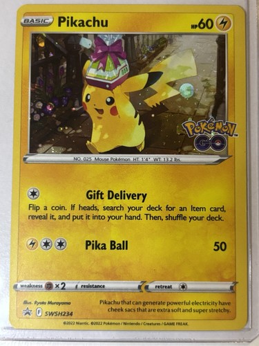 Pokemon GO TCG Pikachu with Gift Promo SWSH234 Pokémon Card Black Star - Picture 2 of 3