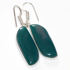 Bezel Green Botswana Agate 925 Silver Plated Earrings 1.9
