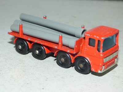 Matchbox Lesney 10 Leyland Pipe Truck, schwarze Kunststoffräder, Leyland No. 10 Sockel