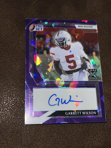 Juego Leaf Pro 2022 Garrett Wilson Rookie XRC púrpura hielo agrietado automático #’D 01/20! - Imagen 3 de 4