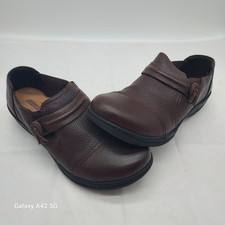 Clarks Cheyn Madi Dark Brown Leather Slip On Shoes Women Size 6 M
