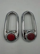Vintage OEM 1950 Chevrolet Chevy Tail Light Bezel & Stimsonite Reflector Pair 